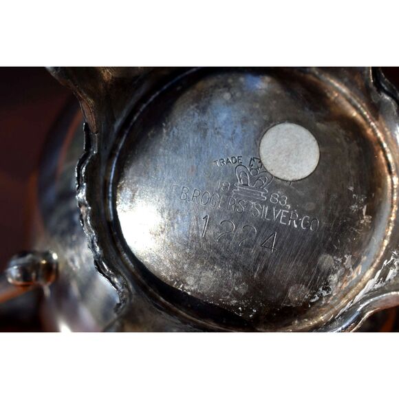 Vintage B Rogers Silverplate Cream Sugar Set Footed Gilt Interior 1224 - Picture 9 of 9